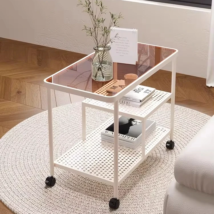 

Modern Glass Side Table for Small Living Room Movable Sofa Corner Small Tea Table with Answer for Villa Bedside Use