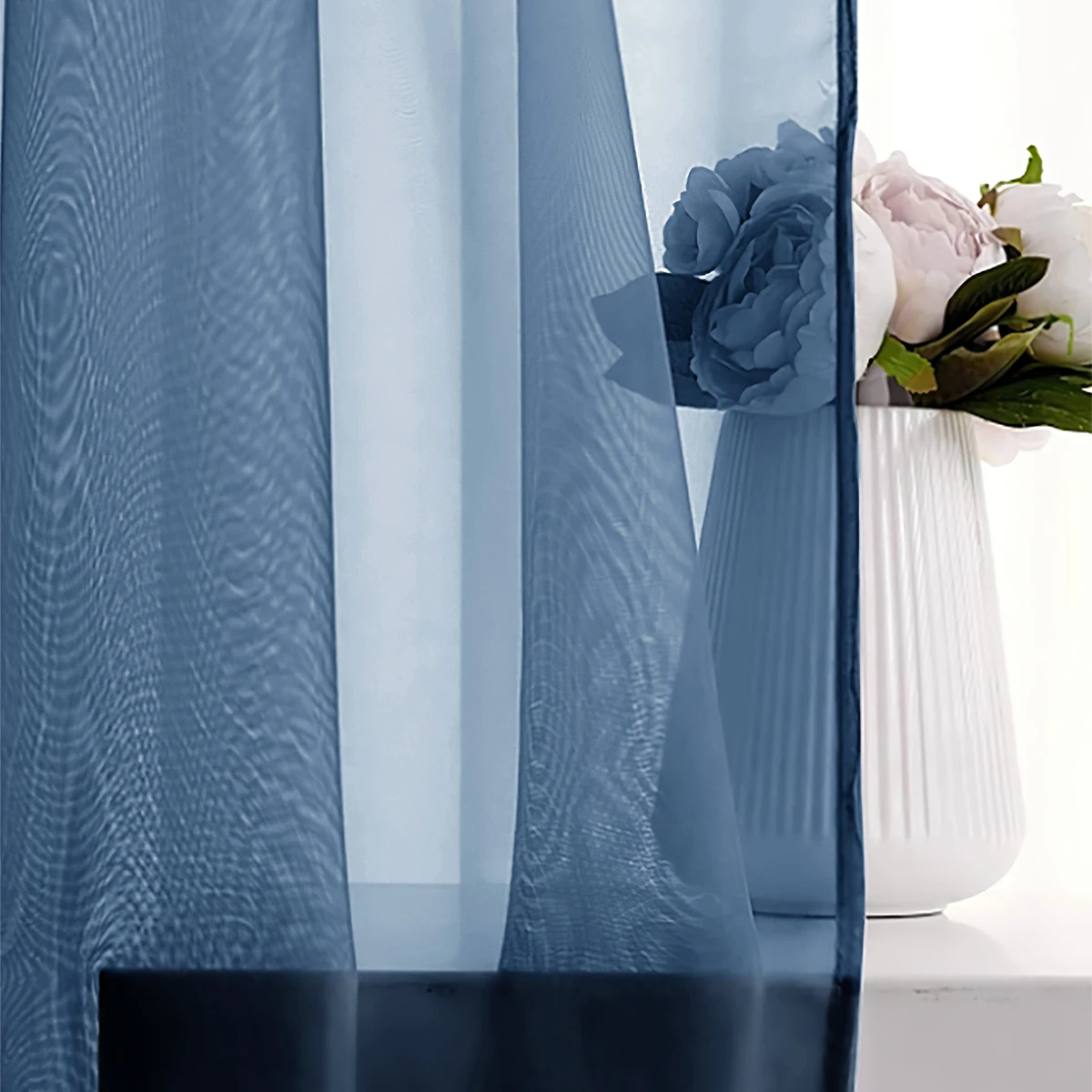 قطعتان من ستائر تريلين شبه معتمة بلون سادة من خلال ستائر نافذة عمودية للاستخدام في غرفة المعيشة وغرفة النوم