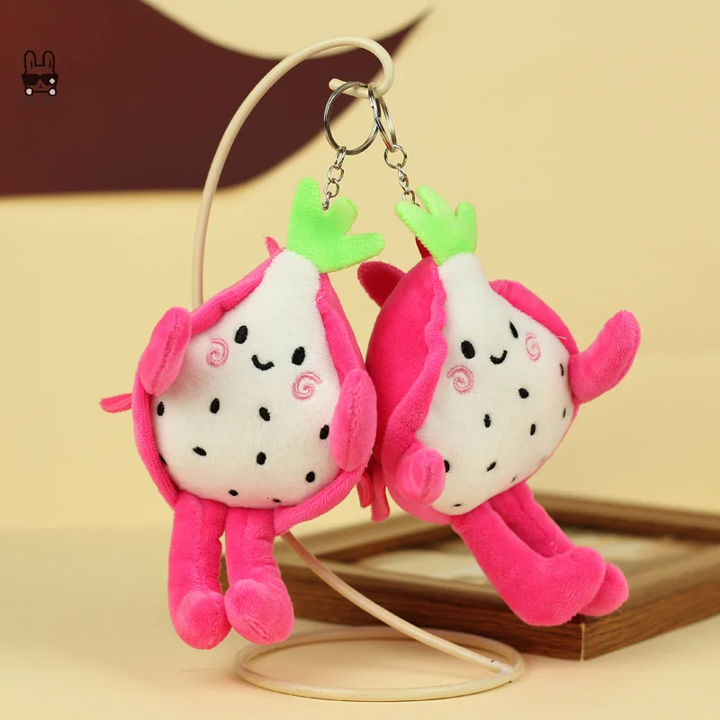 Comfortable Simulated Dragon Fruit Plush Toy Fruit Pendant Keychain Soft Pillow Plush Toy Kawaii Cartoon Fruits Girls Doll Toys