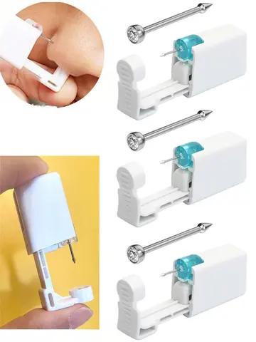 2/4PCS Disposable Nose Piercing Gun with Built-in Nose Studs Safe Sterile Ear Piercing Body Jewelry