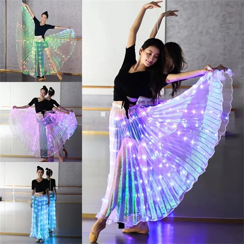 กระโปรง LED Belly Dance สําหรับผู้ใหญ่, อุปกรณ์ประกอบฉาก, เปลี่ยนสีชุดเต้นรํา, เครื่องแต่งกายบนเวทีปาร์ตี้, อุปกรณ์เสริมการแสดง