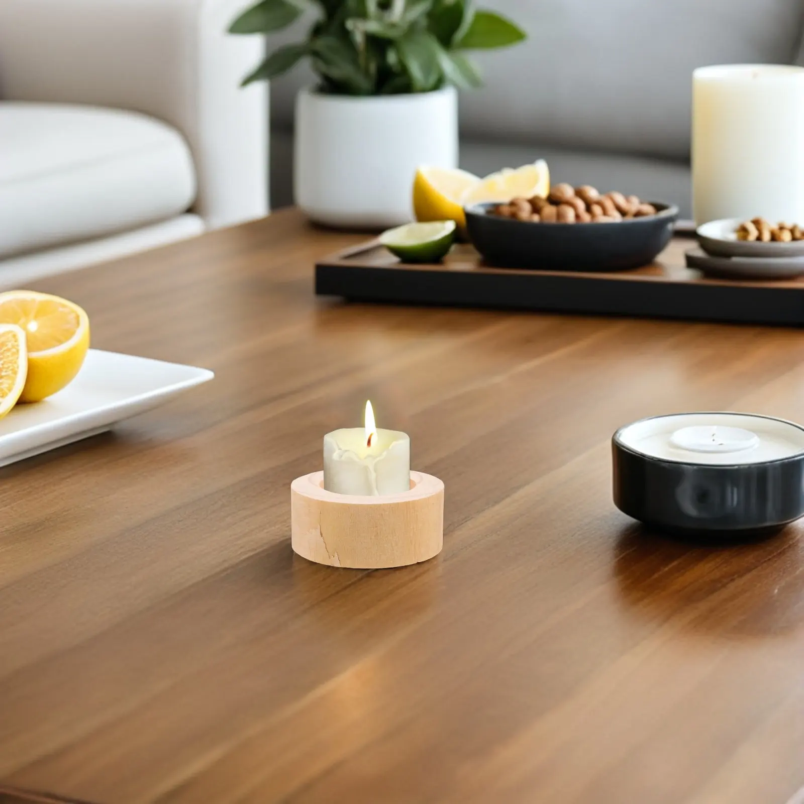 12Pcs Wooden Votive Tea Light Holders Rustic Unfinished Wood Aromatherapy Base Dining Table Centerpiece Decor Farmhouse view 5