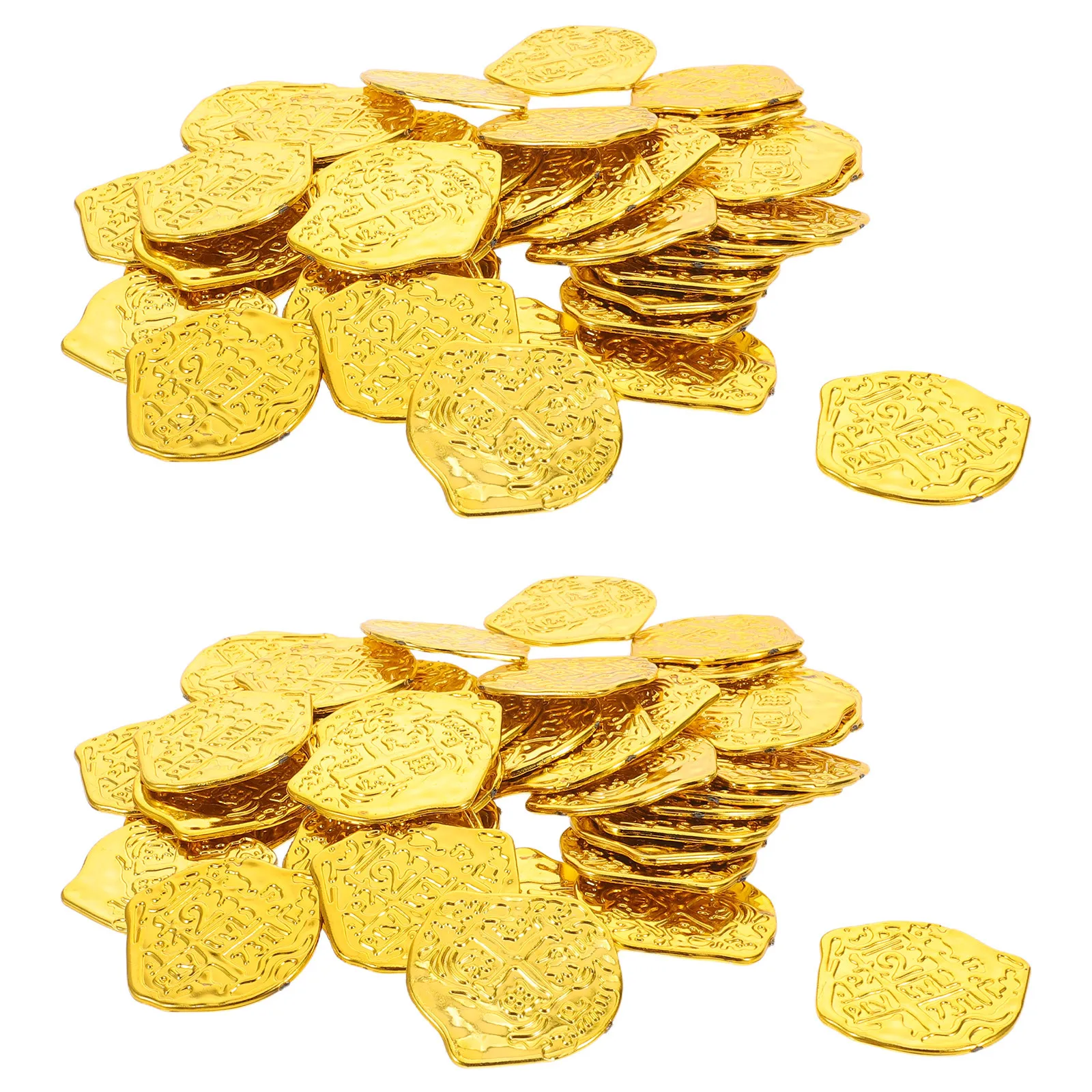

100Pcs Pirate Doubloons Plastic Fake Coins Realistic Treasure Chest Coins for Pirate Party Decorations Kids Rewards Tokens