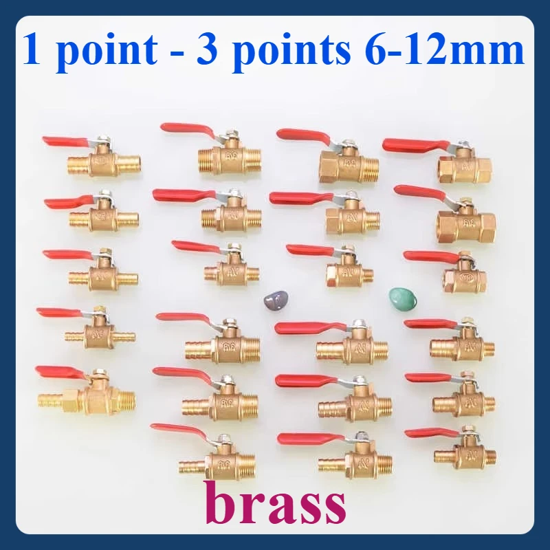 

Red handle ball valve, brass thickened pagoda plug pipe, internal thread external tooth switch straight-through valve