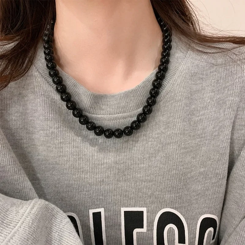 Black Strands Pearls Necklace Women Men Vintage Simple Elegant Necklace Daily Versatile Casual Necklace Fashion Jewelry Gifts