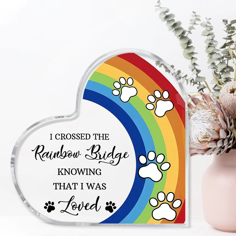 1 قطعة الحيوانات الأليفة التذكارية الاكريليك قوس قزح جسر الكلب هدية ، هدية البهجة لتذكاري فقدان الحيوانات الأليفة ، هدية الاهتزاز للكلاب والقطط