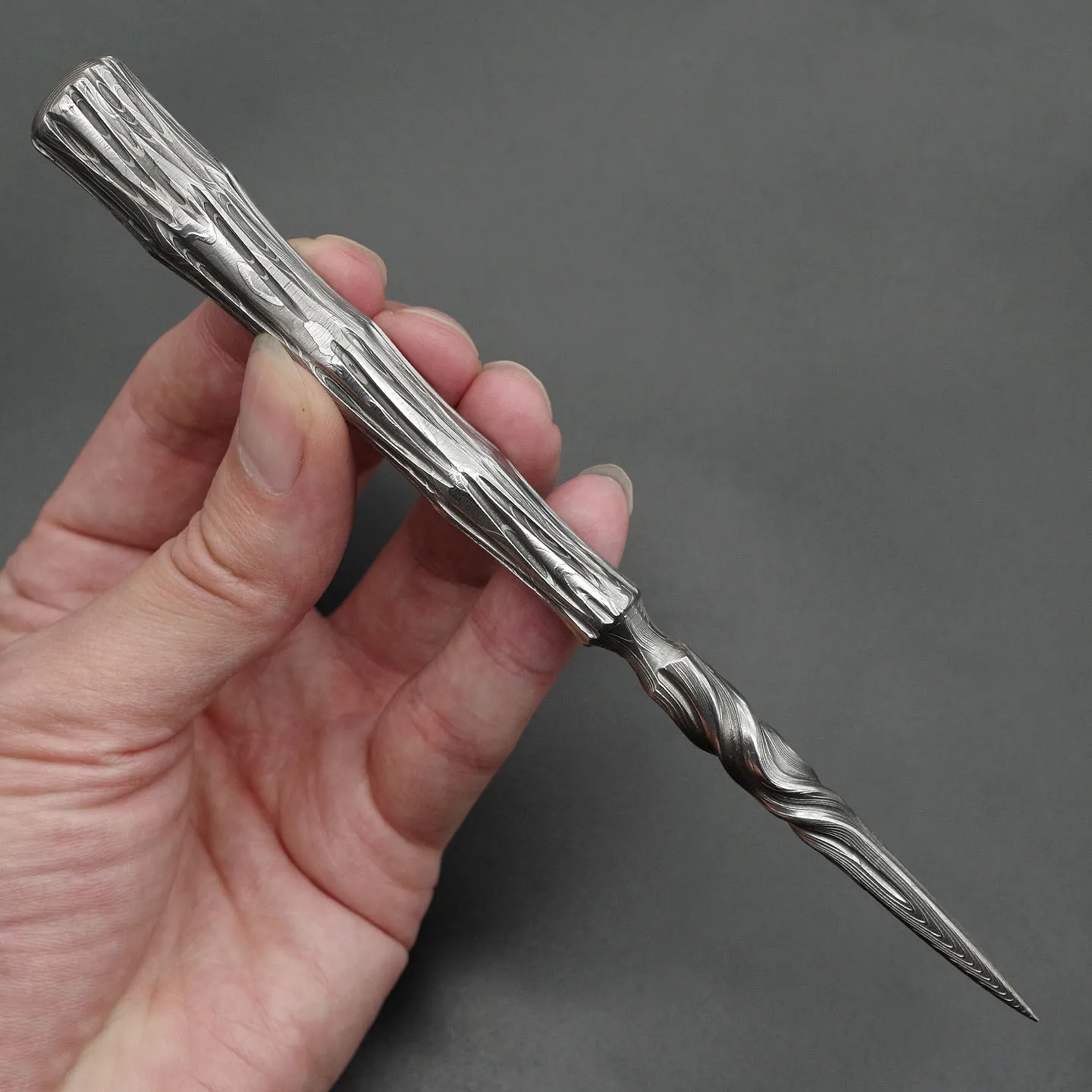 Longquan Stainless Damascus Steel Tea Knife Handmade Forged Pu'er Tea Needle Household Tea Ceremony Accessories Scraper Cone