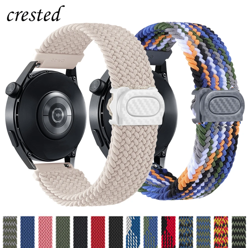 

20mm/22mm braided Strap For Samsung Galaxy Watch 6 4 classic/5 pro/active 2/s3/46 Nylon loop bracelet Huawei watch GT2 3 4 Band