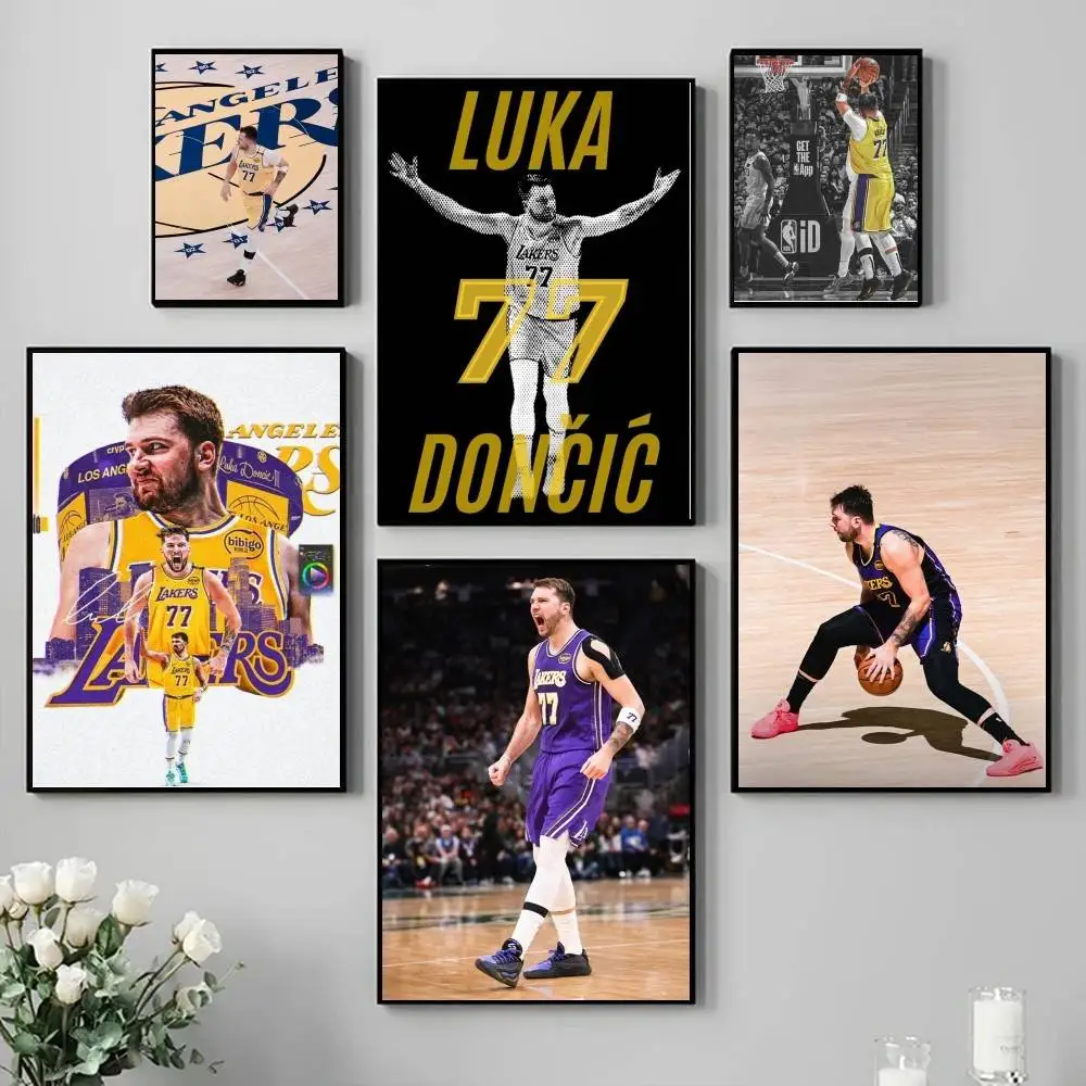 L-Luka D-Doncic Poster Self-adhesive Art Waterproof Paper Sticker Coffee House Bar Room Wall Decor