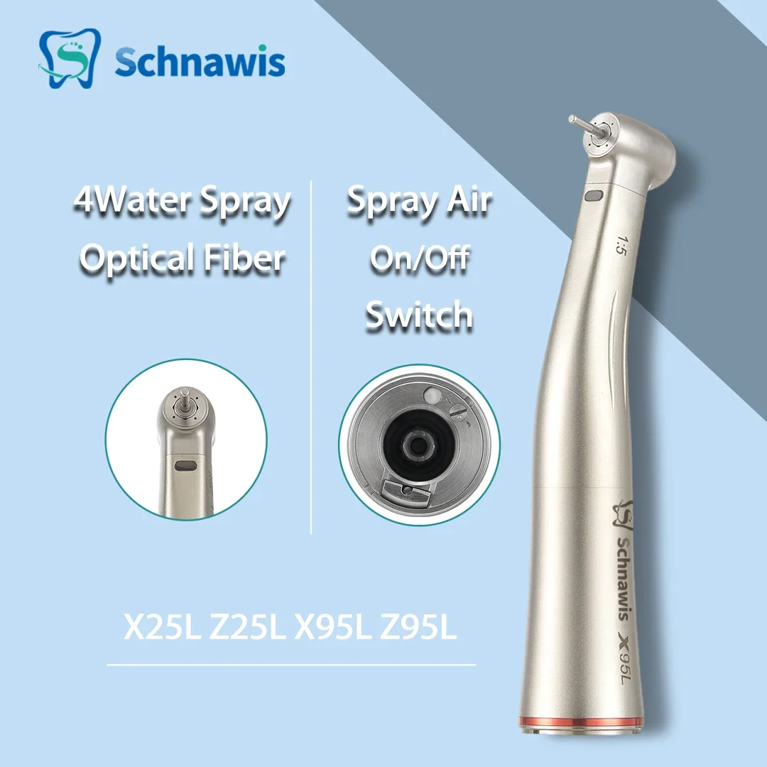 NSK Ti Max X95L Dental 1:5 High Speed Handpiece with LED Light Spray Air On/Off Switch Contra Angle Precision Dentistry Tool