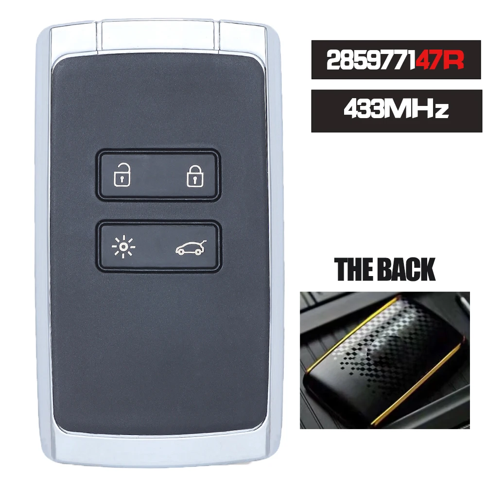 KEYECU P/N: 285977147R Keyless-Go Smart Remote Key Fob 433MHz PCF7945 for Renault Espace 5, Megane 4, Talisman 2016 2017 18 2019