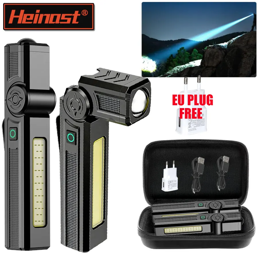 Portable COB + High-Power LED Flashlight With Magnetic Rechargeable LED Work Light Handled Flashlight for Car Repai Emergency