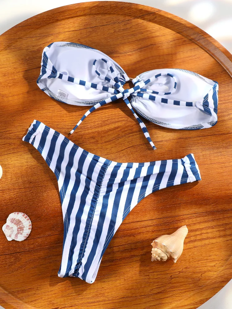ZRTAK-قطعتان بيكيني للنساء ، ملابس سباحة منخفضة الخصر ، ملابس سباحة مثيرة ، أطقم بيكيني مطبوعة ، ملابس شاطئ العصابة ، بدلة حمام رفع
