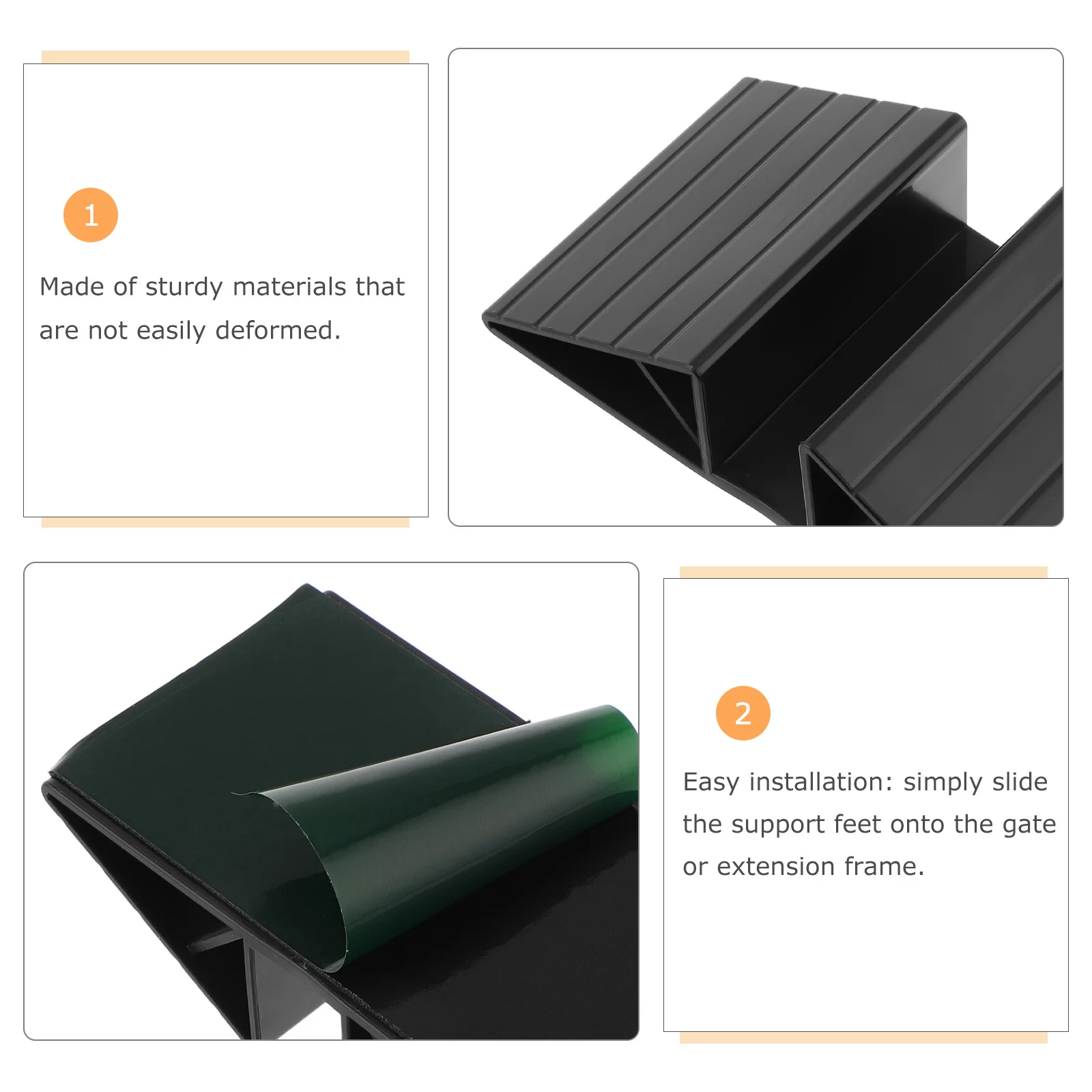 Base de reforço triangular de plástico para estabilizador de portão de animais de estimação, 4 unidades, para cerca de cachorro autônoma, painel de isolamento, pés de suporte