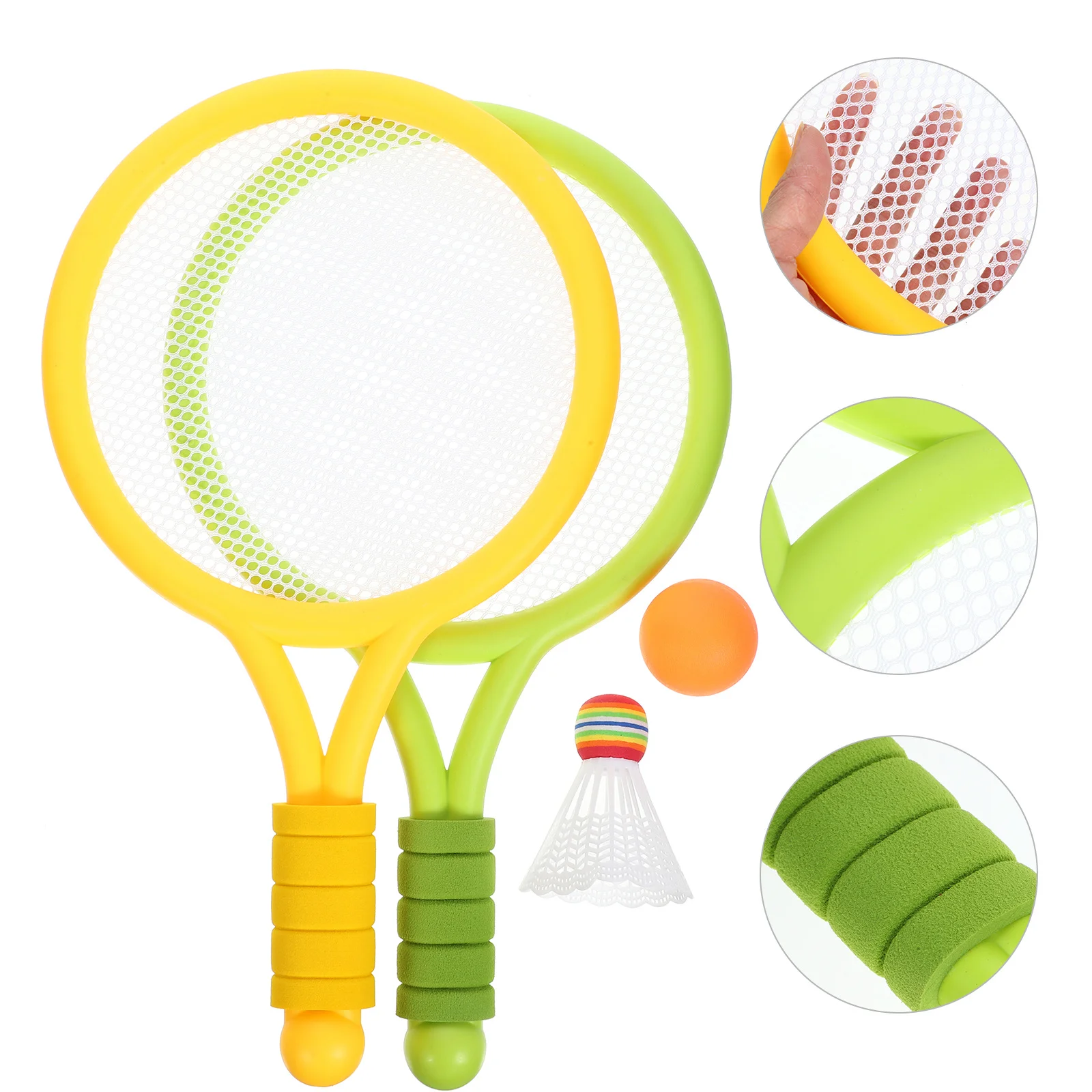 

1Pair Kids Tennis Racket Set Plastic Lightweight Safe Outdoor Playing Kit Includes Ball Beginner Catch Game Equipment