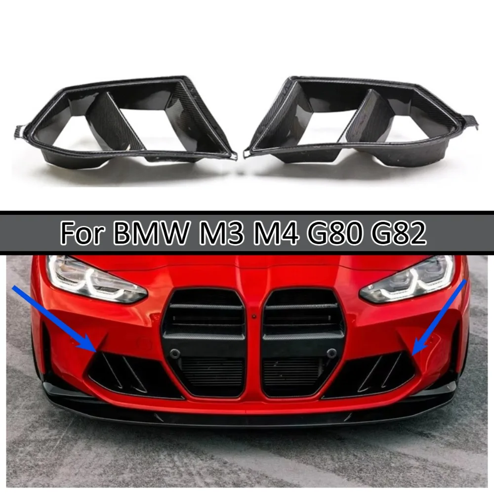 

Накладка на воздухозаборник переднего бампера из настоящего сухого карбона, комплект MP для BMW M3 M4 G80 G82, аксессуар для стайлинга экстерьера автомобиля