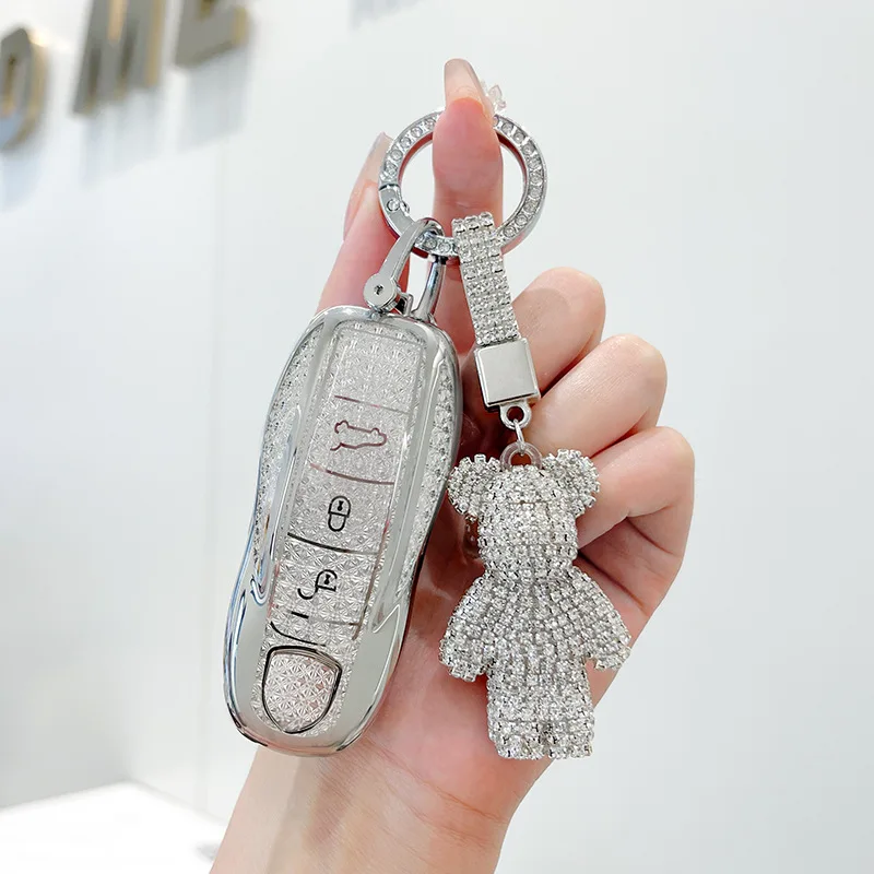 Pink TPU for Porsche Panamera Spyder Carrera Macan Boxster Cayman Cayenne 911 970 981 991 Smart Remote Car Key Case Cover Fob