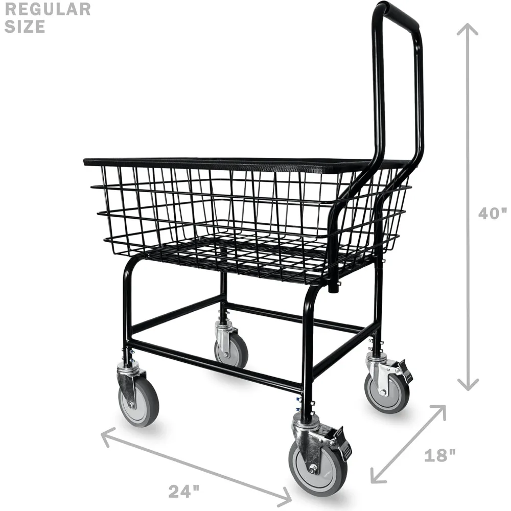 LVP Work Horse製 業務用ランドリーカート（取り外し可能なハンドル付き）- ブラック、標準サイズ