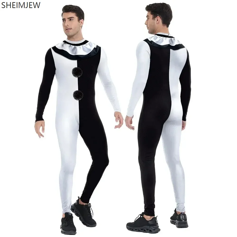 Halloween Unisex Horror Clown Cosplay Jumpsuit Adult Bloody Clown Bodysuit Catsuit Holiday Party Zentai Suit Rave Outfit New