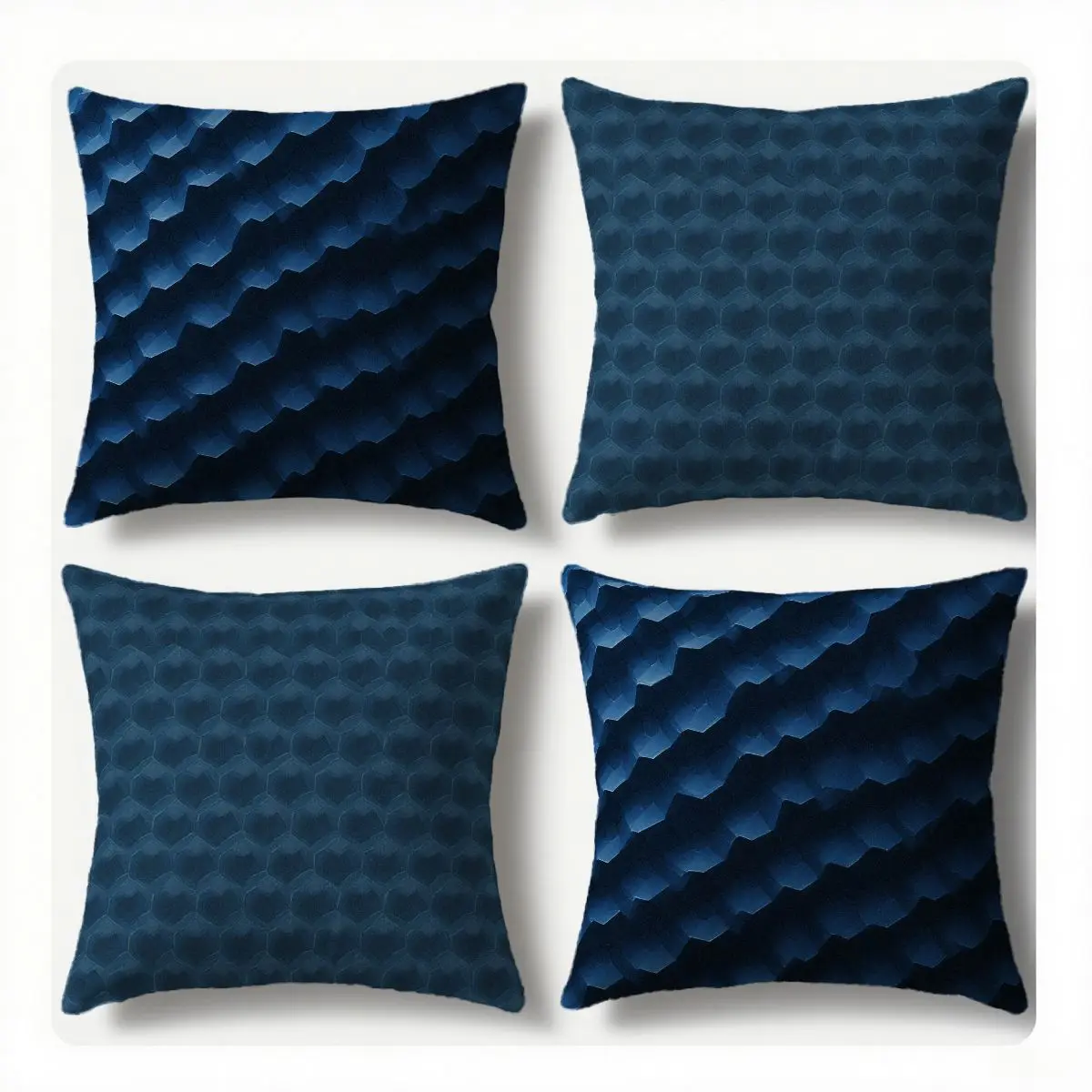 

4-Piece Dark Blue Wave Texture Pillow Covers, Modern Minimalist Style, Enhance Home Atmosphere, Suitable for Sofa/Living Room/Be