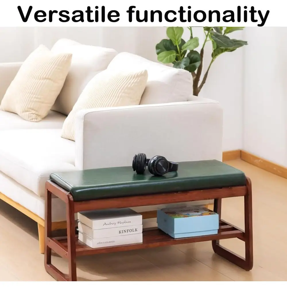 Grün gepolsterte Schuhbank aus massivem Holz für den Eingangsbereich, Flur – 21,65