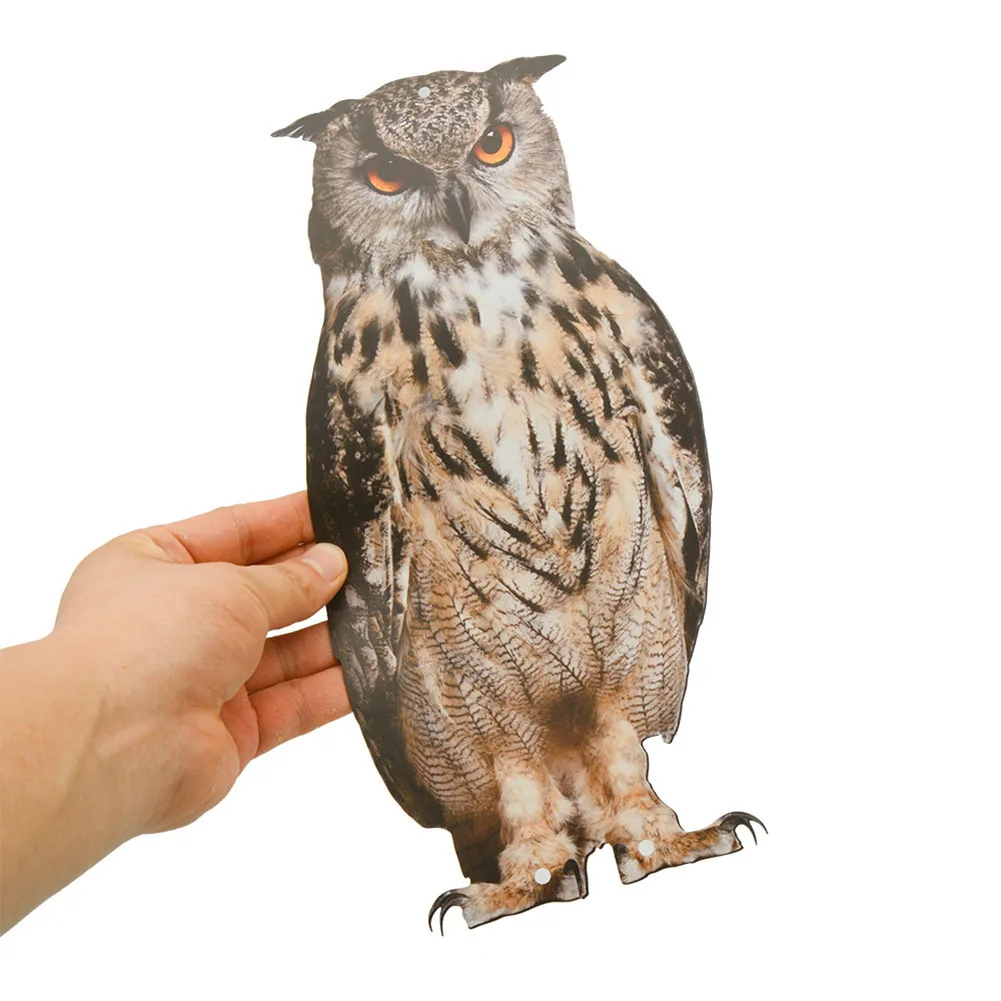 Owl Bird ScarerHead Sound Realistic Fake Owl Control Garden Decor 2D Scarecrow Bird Deterrent For Outdoor Garden Owl Wind Chime