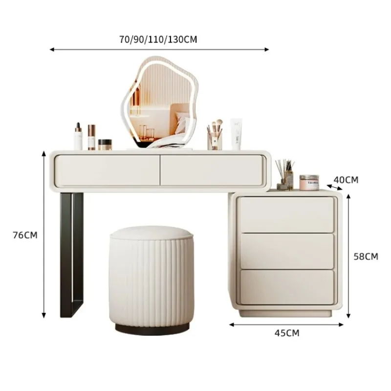 Organizer Mirror Vanity Makeup Desk Italian Chairs Holder Woman Vanity Makeup Desk Compact Storage Penteadeira Room Furniture
