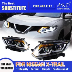 AKD Head Lamp for Nissan X-trail LED Headlight 2014-2016 Headlights X-trail DRL Turn Signal High Beam Angel Eye Projector Lens