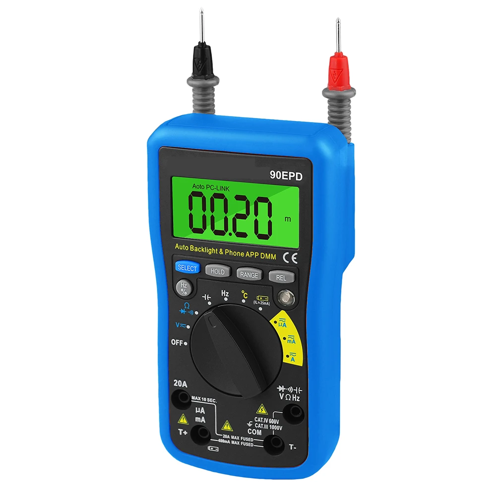 AP-90EPD Intelligente Digitale Multimeter Handheld Lcd-Scherm 3 3/4 Bit Automatisch Bereik Met App Aansluiting Op Mobiele Telefoon