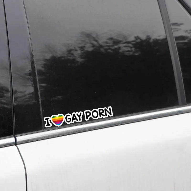I Love Gay Porn Car Decal 13x8cm Creative Car Reflective Sticker Auto Window Bumper Rainbow Pride Sticker Funny Joke Prank Decal