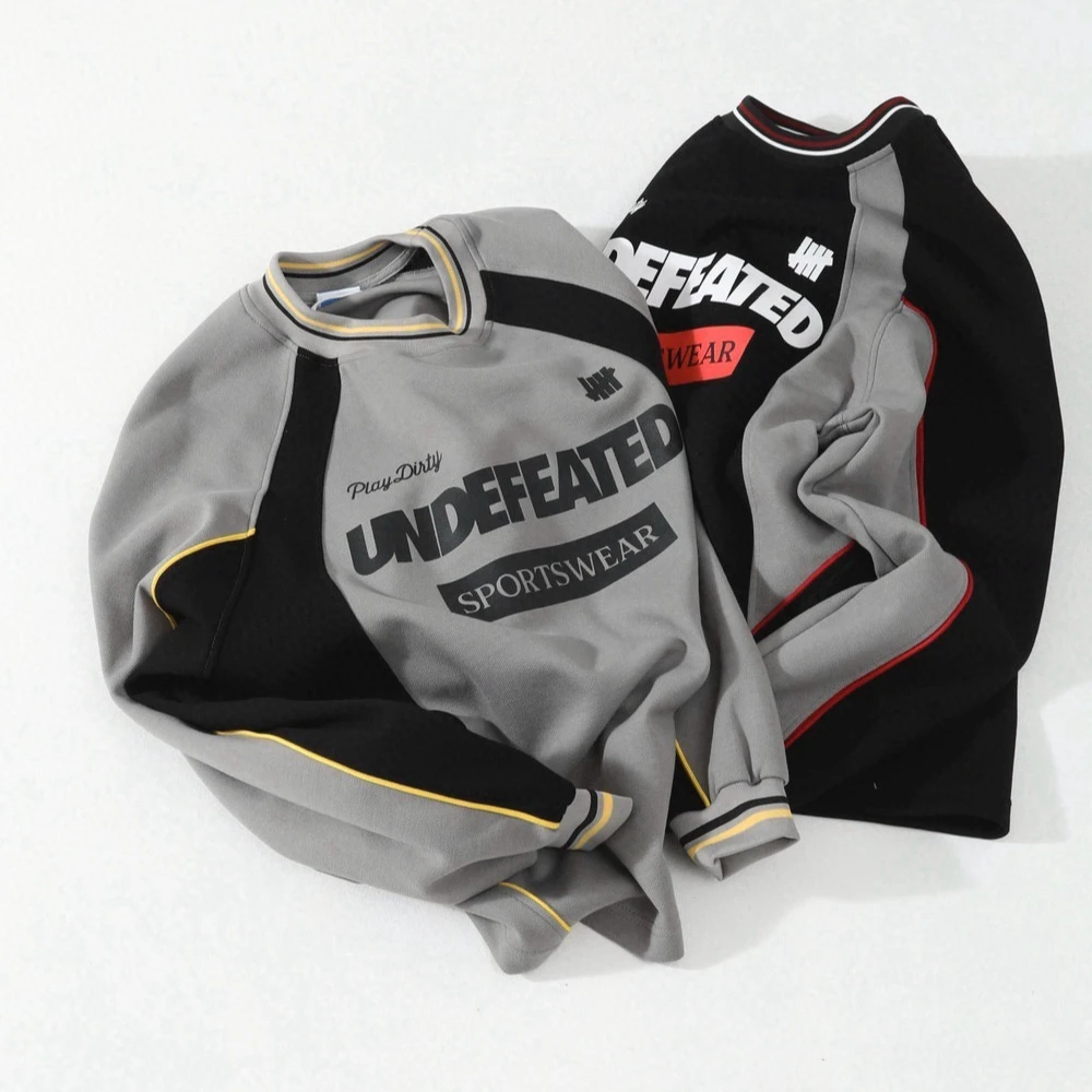 UNDEFEATED Five-Strike Hockey Colorblock Sweatshirt | Men's Vintage Jersey Pullover | Mid-Weight Lyocell Pique Streetwear