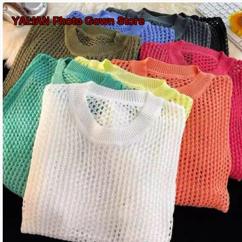 Girls Knit Top Infant Spring Autumn Hollow Out Round Neck Knit Top Fresh Style Kids