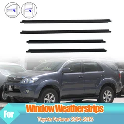 4PCS Outer Windows Rubber Weatherstrip Door Sealing Belt Moulding Trim For Toyota Fortuner 2004-2015