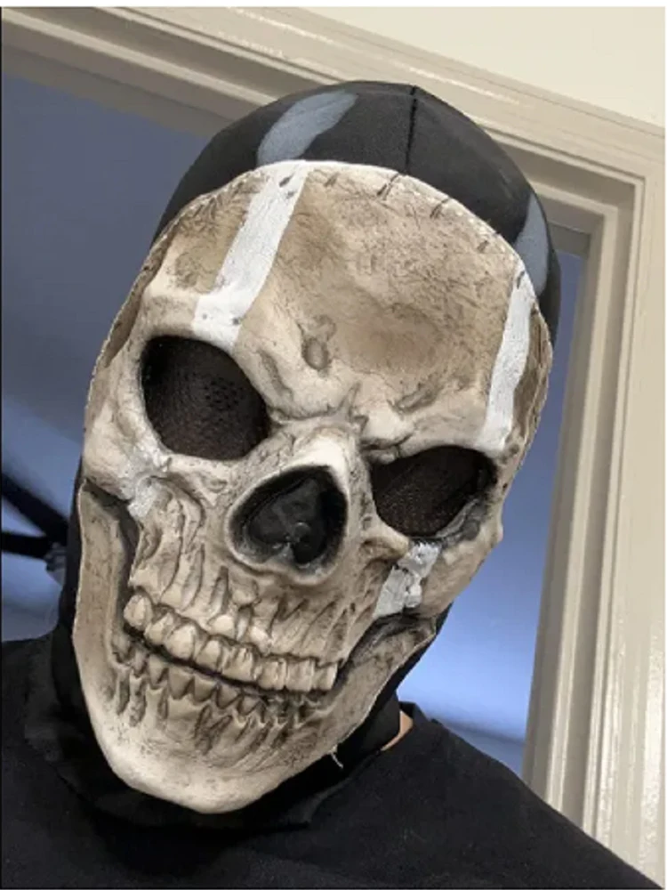 Image of Unisex Halloween Horror Geister-Totenkopfmaske MW2 Latex-Kopfbedeckung Helm Cosplay-Performance Party Maskerade Requisite Cosplay