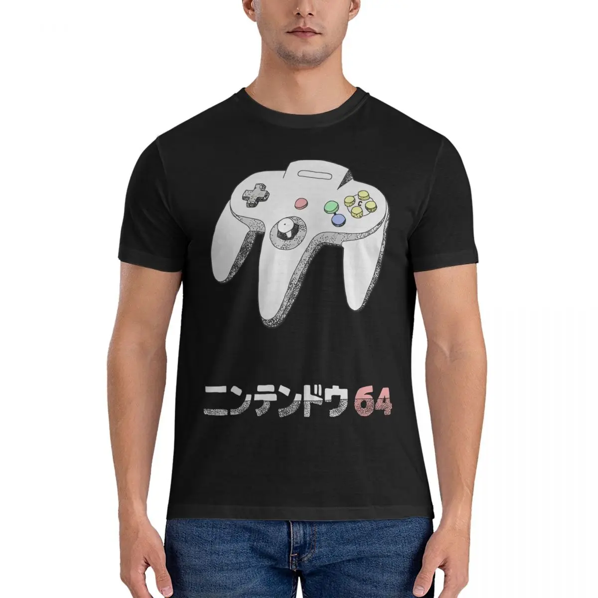 CONTROLLER T Shirts for Men Pure Cotton Novelty T-Shirts Round Neck Nintendo 64 Tees Short Sleeve Clothes Printed