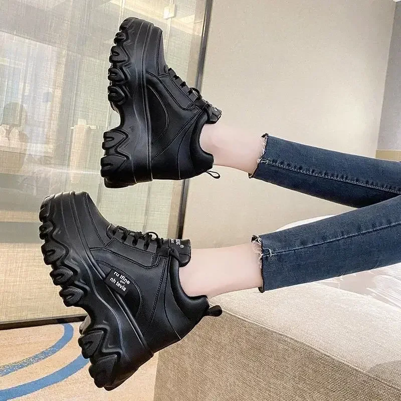 Trendy 2023 Spring Autumn Women's Casual Sports Shoes Thick Base Old Man Style Korean Version Versatile Internal Height 9cm