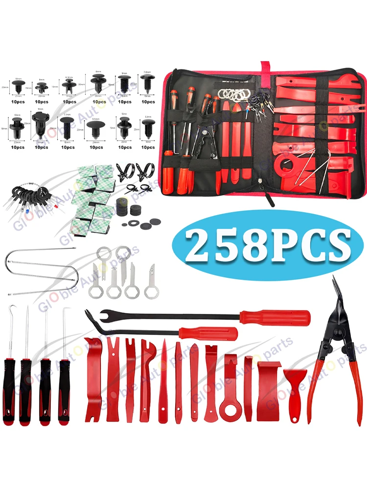 Kit de démontage intérieur de voiture, outil de retrait de garniture en plastique, extracteur de clips de voiture, outils de panneau de bricolage pour ensemble d'extracteur de garniture automobile,