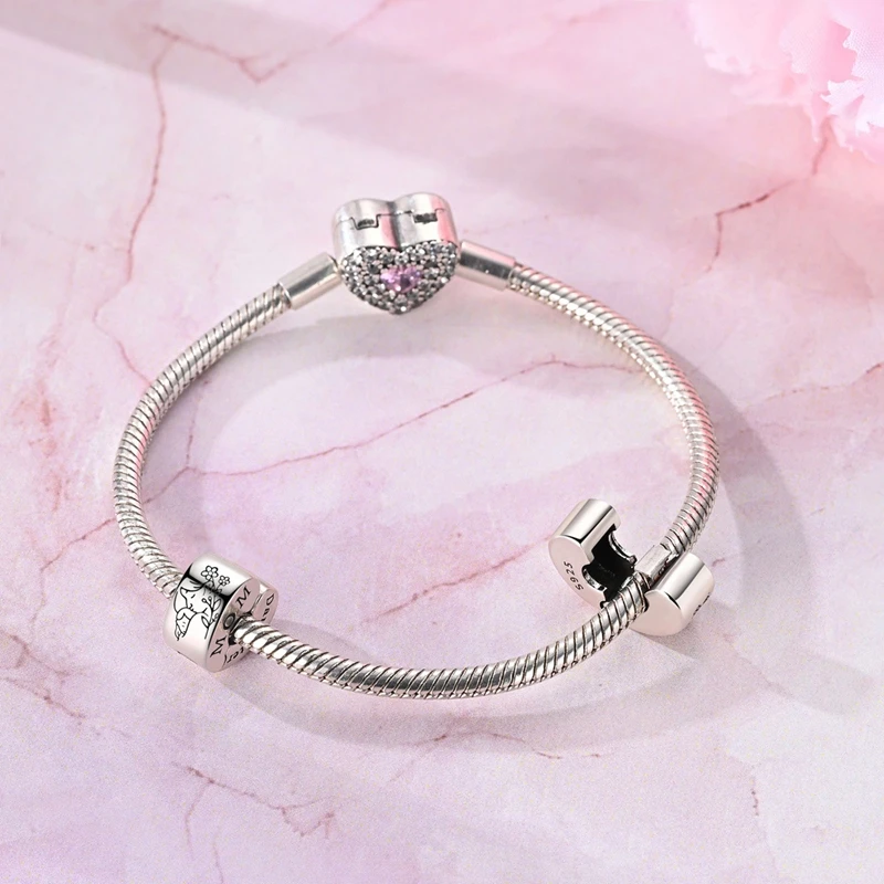 New 925 Sterling Silver Mother Daughter Hug Fixing Clip Charms Bead Fit Original Bracelet DIY Women Engagement Jewelry Gift