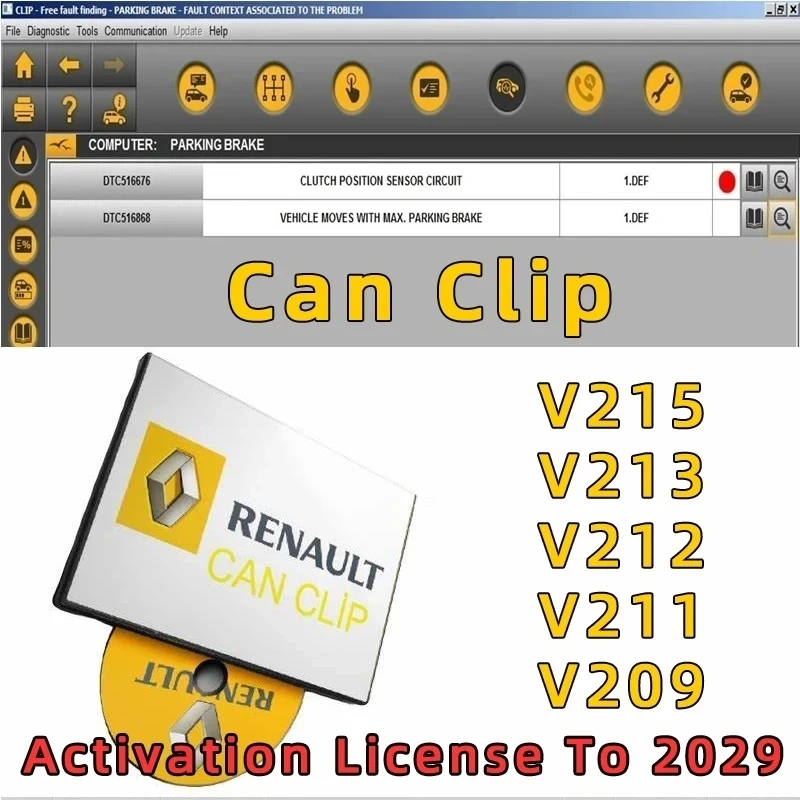 

Car tool Latest Can Clip V216V212 V211 V207 For Renault OBD2 Diagnostic CanClip V205+Reprog V191+Pin Extractor V2 Update to 2029