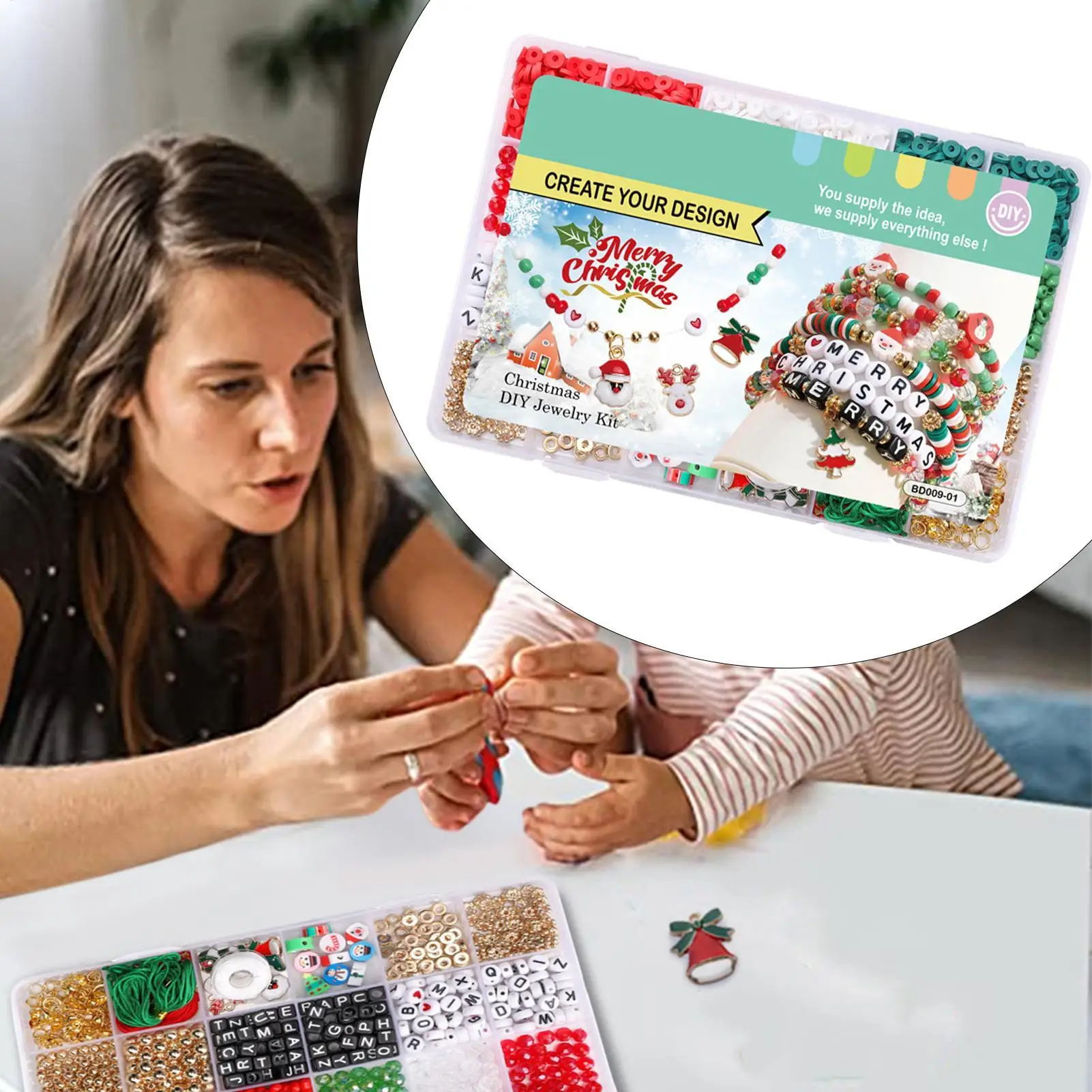 Kit per creare gioielli natalizi Fiocchi di neve Divertenti decorazioni fatte a mano Kit per realizzare braccialetti con perline per compleanni Halloween Vacanze in casa Nuovo