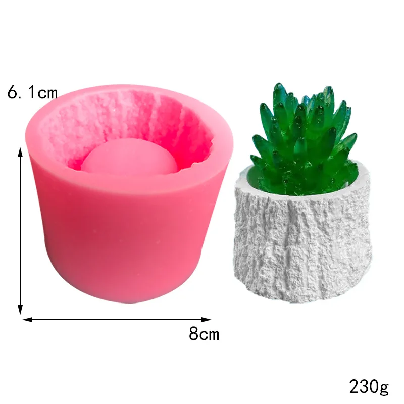 Tree Stump Planter Silicone Mold for Cement, Concrete, Plaster, DIY Flower Pot, Candle Holder Cup, Aroma Diffuser Craft