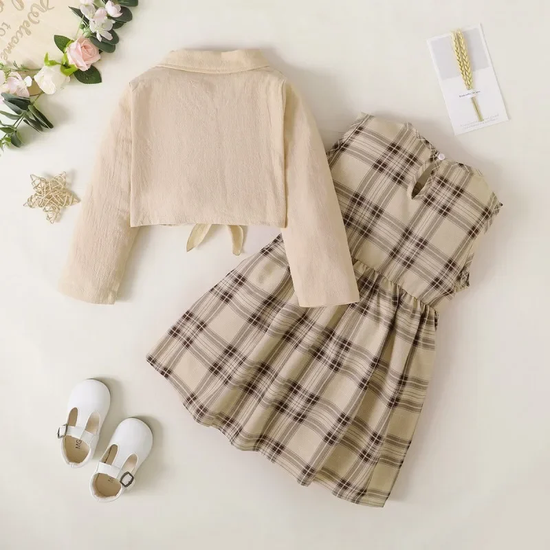 Spring Autumn Kids Clothes Set Sister Brother Matching Clothing Cotton Classic Academy Style Plaid Casual Suit Baby Child Outfit