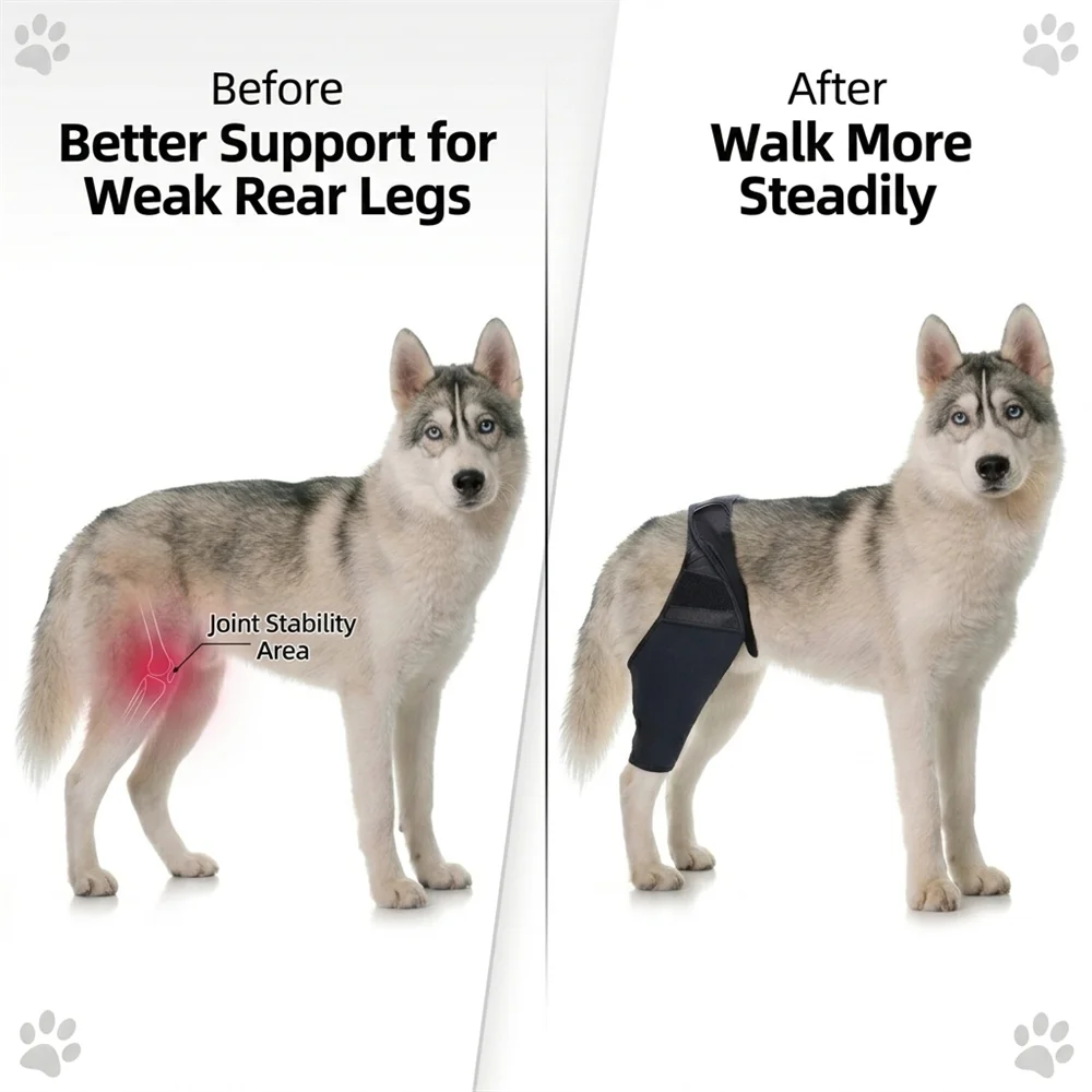 Verstellbare Hinterbeinbandage für Hunde, Kniegelenkstütze für große Hunde, Hinterbeinschutz, Erholungshülle bei Verletzungen und Arthritis – Detail 3