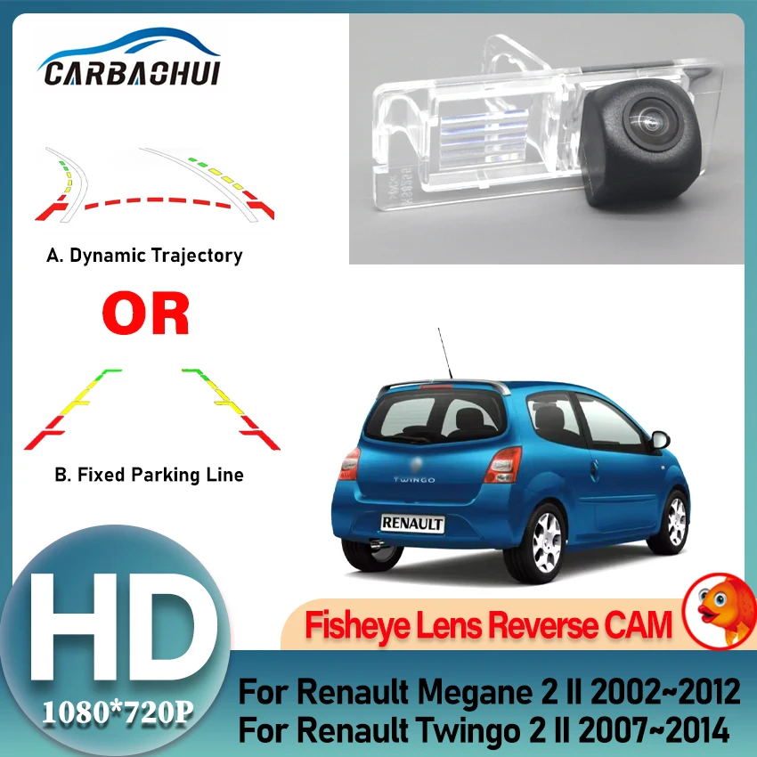 HD CCD Fisheye Lens Starlight Dynamic Trajectory Car Rear View Camera For Renault Megane 2 II 2002~2012 Twingo 2 II 2007~2014