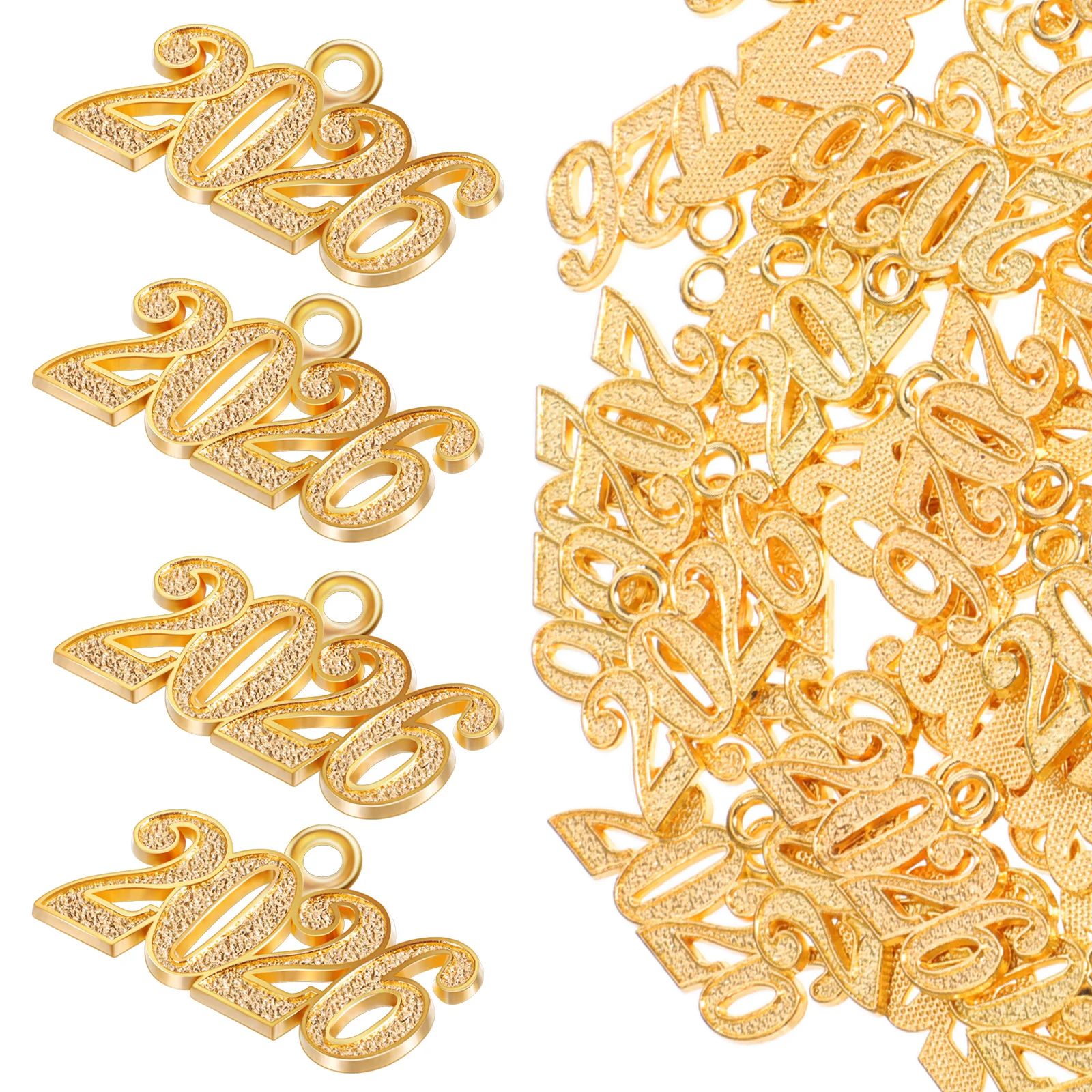 50 Uds. De dijes de aleación, fabricación de joyería de colgantes de 2026 años, collar, pulsera, pendientes, llaveros, dijes artesanales para hacer pulseras