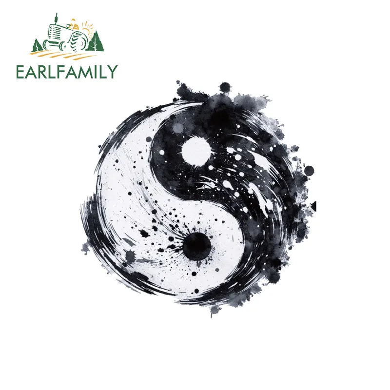 EARLFAMILY Ink-wash Yin-Yang Cloud Japanese Car Stickers Skateboard Bumper Vinyl Decal Personality Occlusion Scratch Car Goods