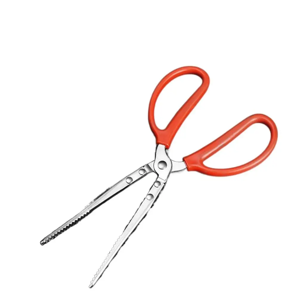 

1PC Stainless Steel Red Handle Multi-function Kitchen Accessories Tooth Clamp Anti-slip Clip Fishing Catch Tool Sea Crab Tongs