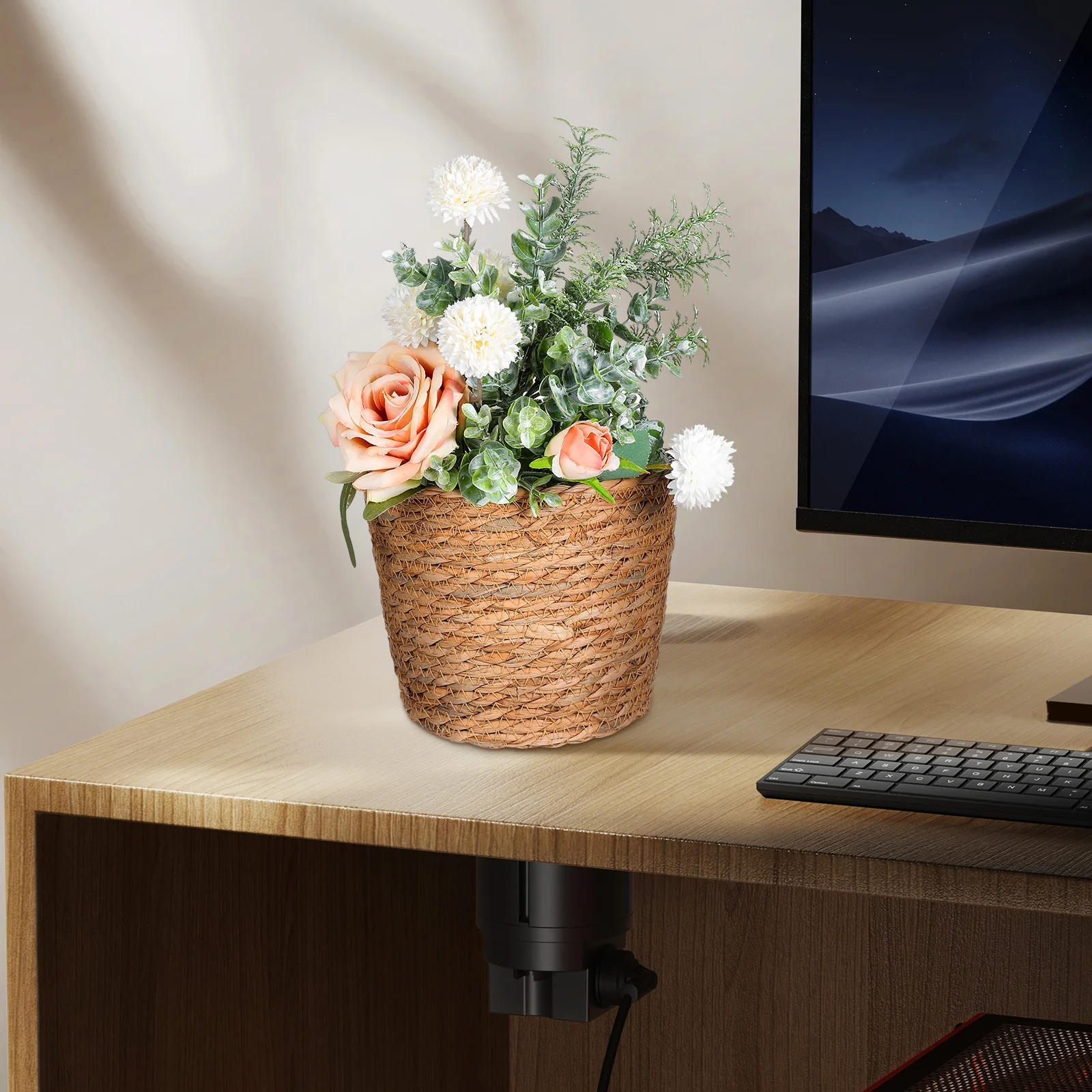 

2pcs Straw Woven Flower Basket Handmade Plant Pot For Indoor Plants Decorative Storage Basket Wedding Planter Container Garden