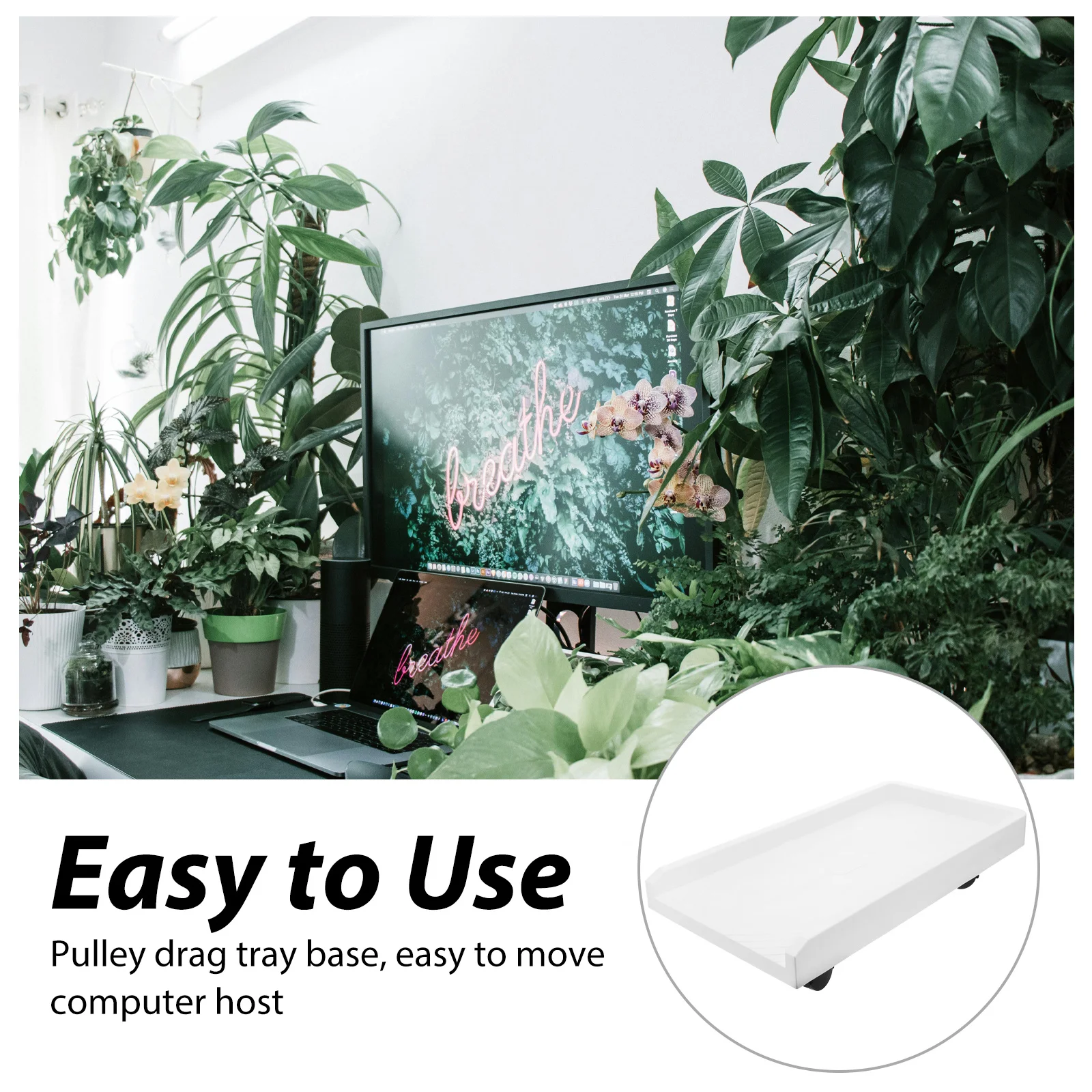 

1Set Computer Tower Stand CPU Riser Movable Pc Floor Stand Swivel Wheels Easy Mobility Stable Design Heat Dissipation Improved