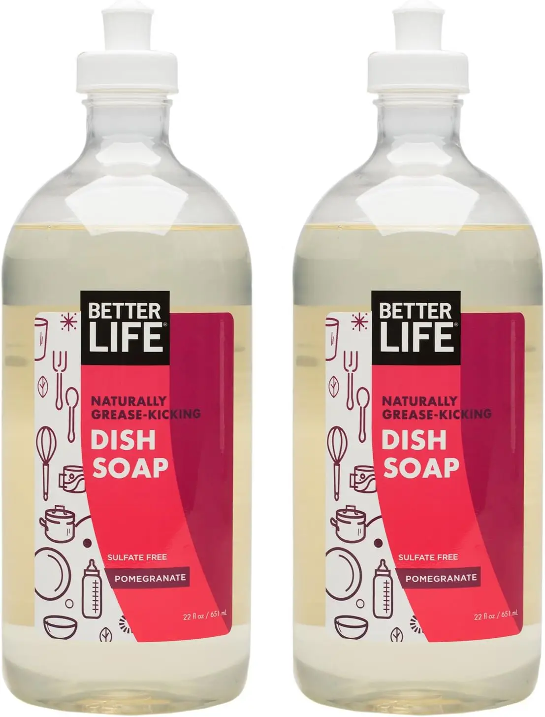 

Liquid Dish Soap with Vitamin E & Aloe for Sensitive Skin - No Gloves Needed, 22oz Pack of 2 in Currant Citrus